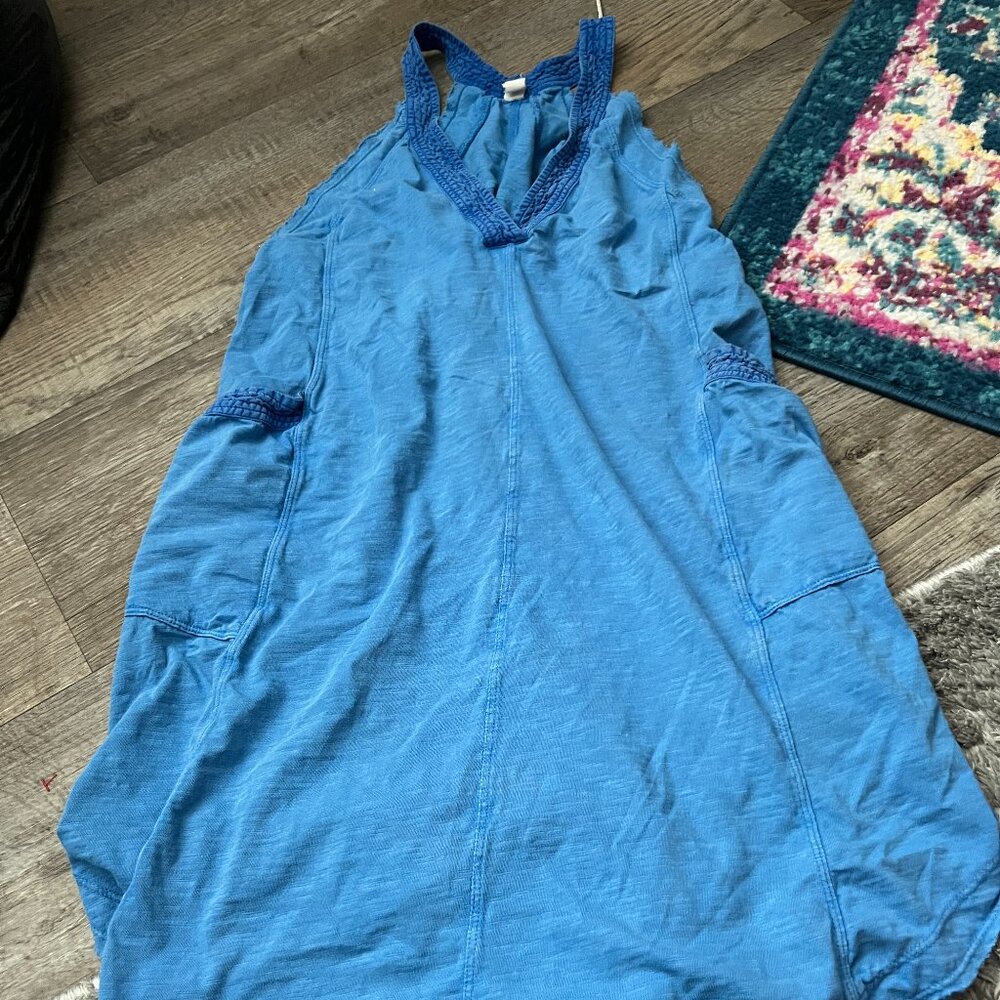 Daily Practice by Anthropologie The Carlie V-Neck Mini Dress  in Sapphire - Picture 4 of 11
